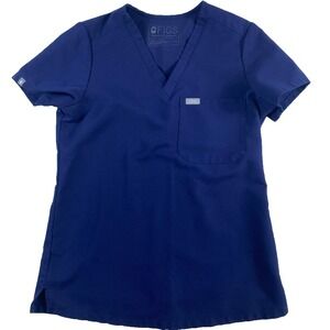 Figs Scrub Blouse Women Sz XXS Blue Technical Collection PO#1601